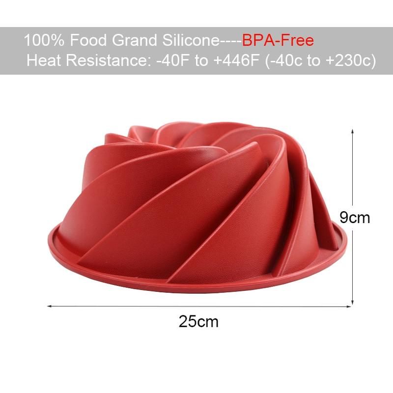 3D Groove Cake Moulds Large Spiral Spiral Bread Grades Silicone Silicone Moulds Cake Baking Tool Baking Tool High Temperature Device High Temperature