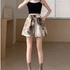 Ice Silk Quick-drying Shorts for Women's New Chinese Ink Printing Wide-leg Pants for Women Hot Season Chinese Style Shorts Loose Straight Casual Pants