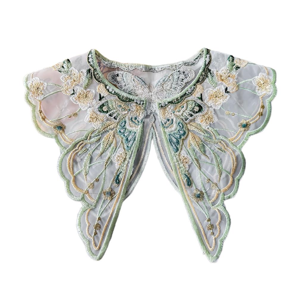 Vintage Dress Detachable False Collar Pearl Tassels Yunjian Shawl Scarf Chinese Embroidered Butterfly Flower Capelet
