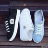 Canvas Shoes Women's  Lace Up Canvas Women's Shoes White Strappy Casual Shoes Ladies Socofy Flat Shoes Women Loafers