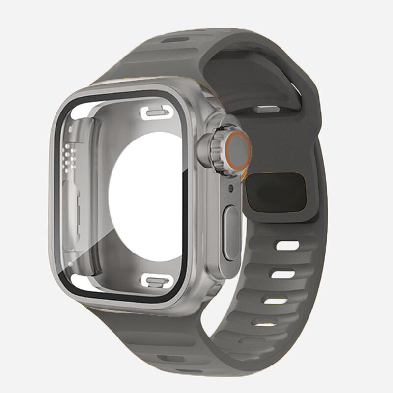 360 Waterproof Case+Silicone Strap for Apple Watch 9 8 7 Band Appearance Upgrade Ultra 49mm Iwatch Series 8 7 6 SE 5 4 3 2 1