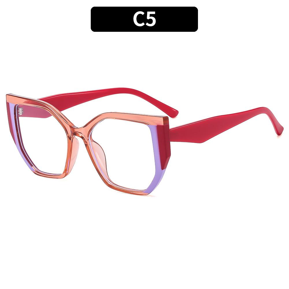 New Fashion Printing Anti-blue Presbyopic Glasses Elderly Spring Leg Oversized Eyeglasses Pink Leopard Polygon Square Glasses +1