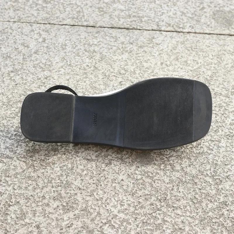 Vasariniai moteriški laisvalaikio paplūdimio batai 2024 Nauji romaniški kvadratinio piršto moteriški žemo kulno šlepetės basutės lauko lengvi užmaunami moteriški sandalai