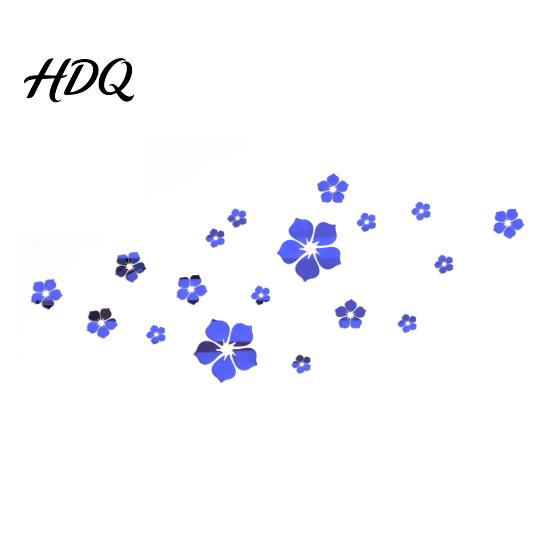 Floral 3D Acrylic Decals Mirror Flower Wall Stickers Self Adhesive Decor