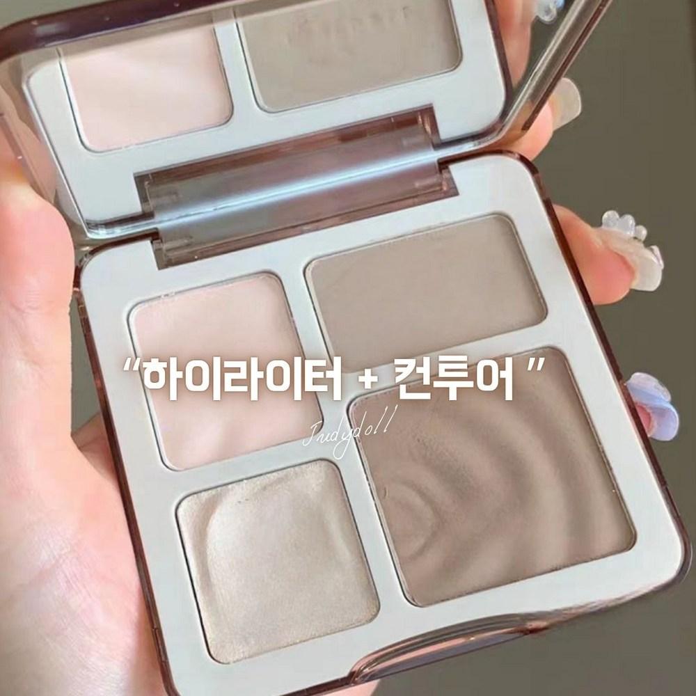 Judydoll Highlighter Contour 4-Color Palette Shading Nose Shading Contour Makeup Cool Tone Warm Tone 1 pcs Warm Tone 3D Shading