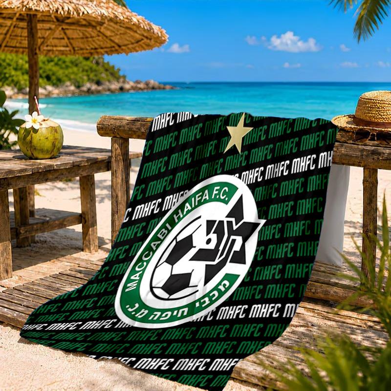 Maccabi Football Club Printed Microfiber Beach Towel, Soft And Absorbent, Quick-Dry, Ideal for Summer Travel, Beach Essential, Swimming Pool