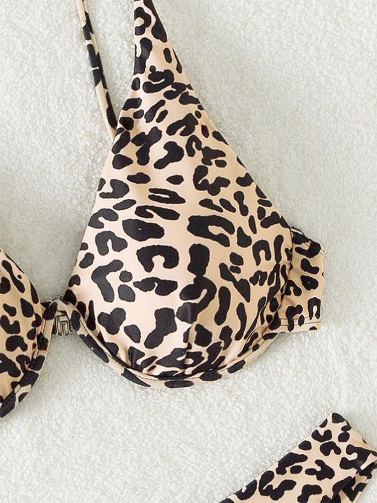 Sexy Leopard Bikini Set Damen Badeanzug Zweiteilig Rückenfrei Weibliche Bademode Baden Sommer 2025 Mode Urlaub Strandbekleidung