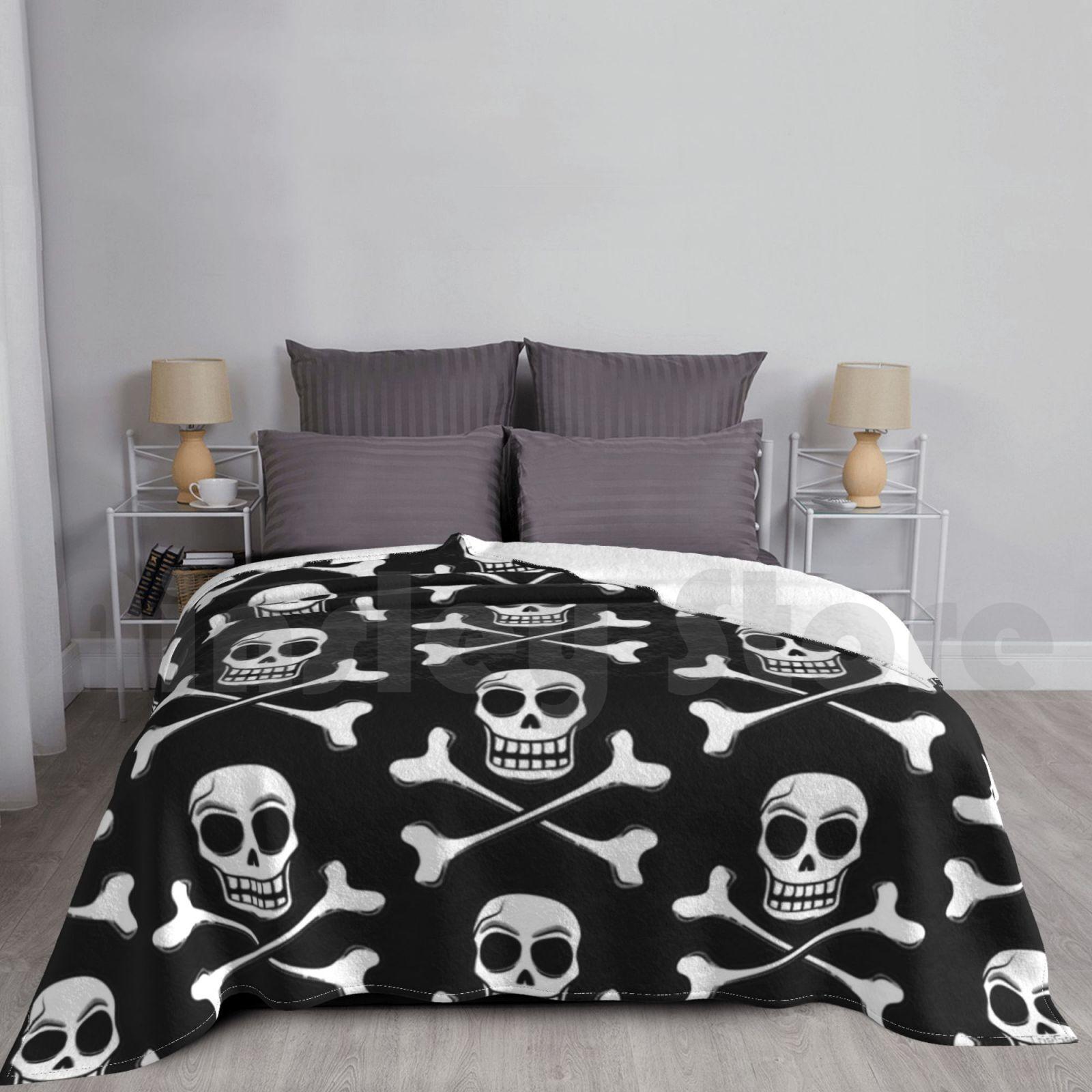 Scull And Crossbones-An Eternal Smile Blanket For Sofa Bed Travel Skull Crossbones Skull And Crossbones Pirate Size: 75*100cm, Weight: 230 GSM