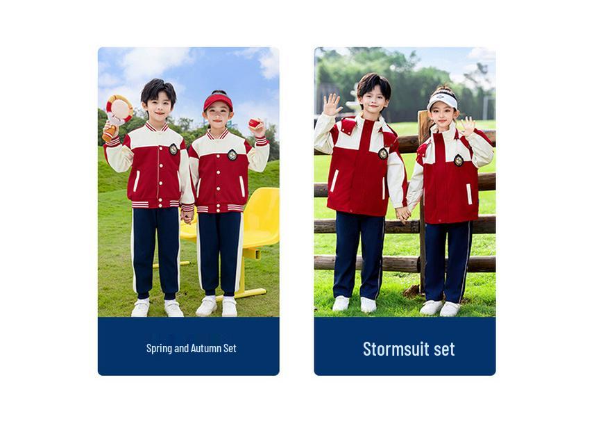 Children's Windbreaker Uniform: 3-Piece Set for Primary School - Detachable for Spring, Autumn, and Winter Wear.