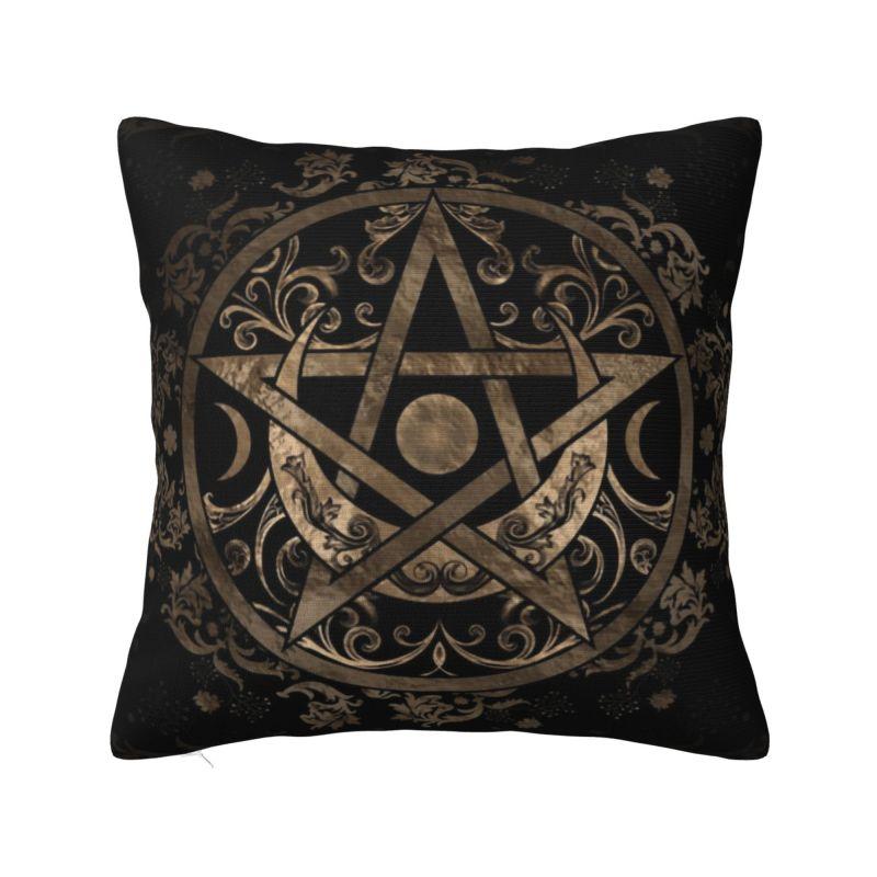Custom Nordic Pentagram Pentacle Cushion Cover for Sofa Soft Triple Moon Goddess Pagan Wiccan Throw Pillow Case Home Decor