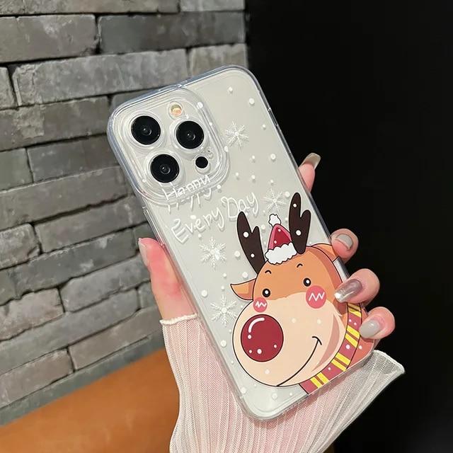 TPU Christmas Gift Transparency Phone Case For iPhone 15 Pro Max 14 13 12 11 Angel-Eyes 15 Shockproof Silicone Soft Back Cover