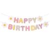 Boho Daisy Flower Garland Children's Birthday Party Pull Flags Happy Birthday Bunting Banner Spring Daisy Party Decorations