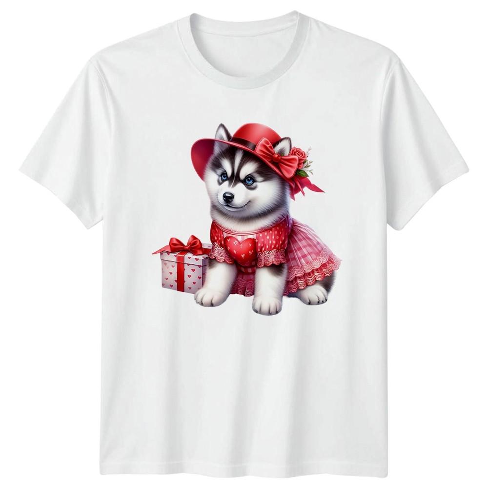 Husky Puppy Valentines Day Gift Unisexs TShirt Unisexs Tee Graphic Top S