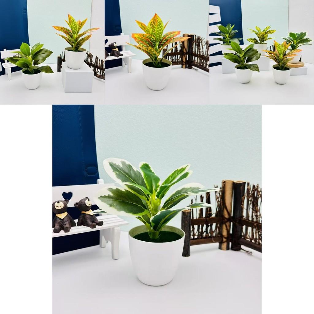 Green Faux Plant With Plastic Pot For Living Room And Office Decoration