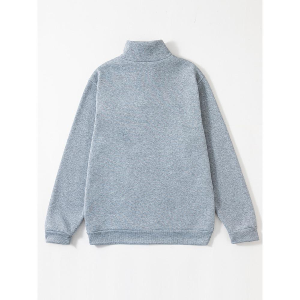 Men's LOVE Geometric Heart Printed Round Neck Half Zipper Sweater Loose Sweater Autumn/Winter Casual Sweater