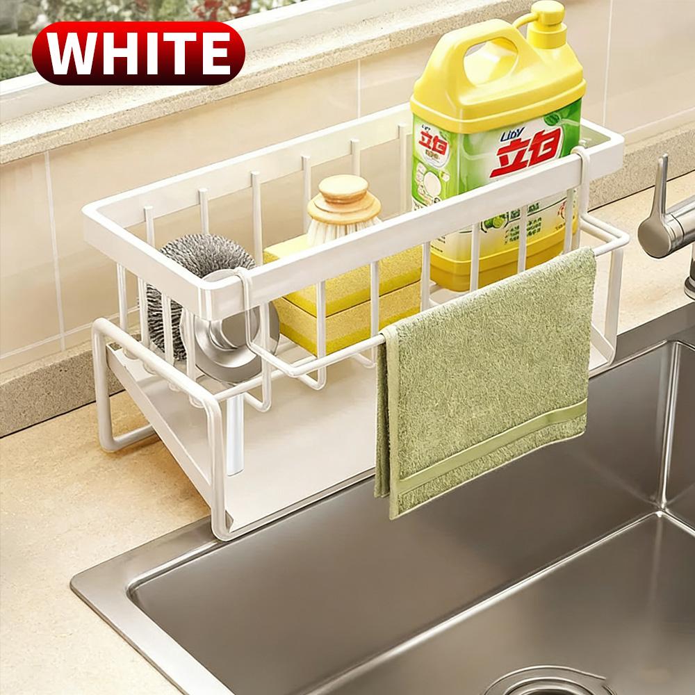 Metal Kitchen Dishcloth Holder No Drill Drain Rack Home Kitchen Bathroom Storage Organizer