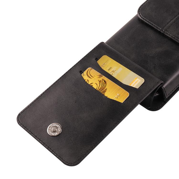 Vertical Smartphone Leather Waist Pack with Card Slots & Belt Buckle - Men's Trendy Multi-functional Crossbody for Elderly.