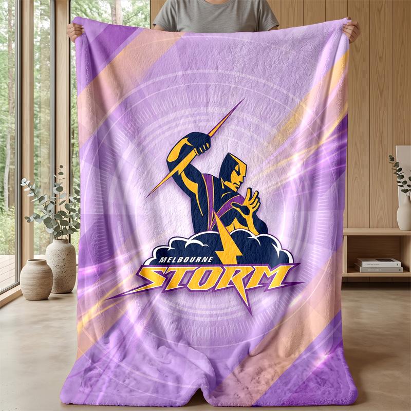 Melbourne Storm Flannel Fleece Blanket Cozy Warm Throw Blanket For Couch Bed Travel All Season Use