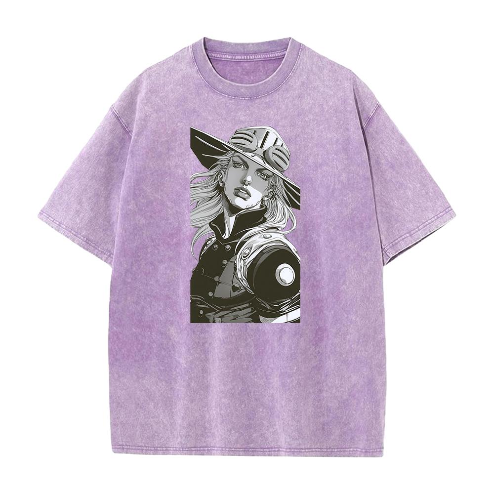 JoJo's Bizarre Adventure Gyro Zeppeli Graphic Tshirt Men Women Clothing Short Sleeve Cotton T-shirts Washed Tee Harajuku T Shirt