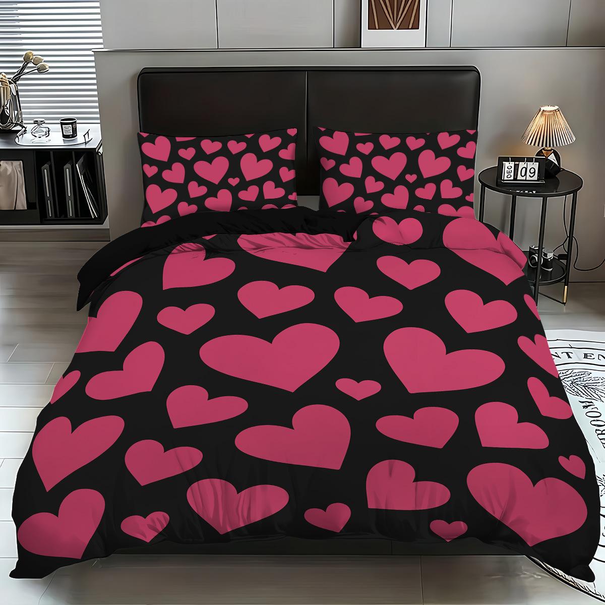 

Love Comforter Set Lover Couple Bed Duvet Cover Set Valentine S Day Gift Heart Shape Bedding Set King Queen Double 2/3Pcs 100x135cm-2pcs