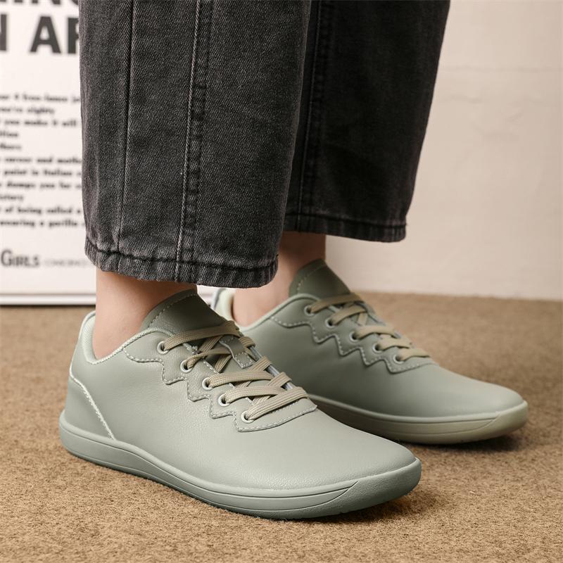 Wide Toe Walking Flats Fashion Business Casual Shoes Waterproof PU Leather Gym Fitness Sneakers