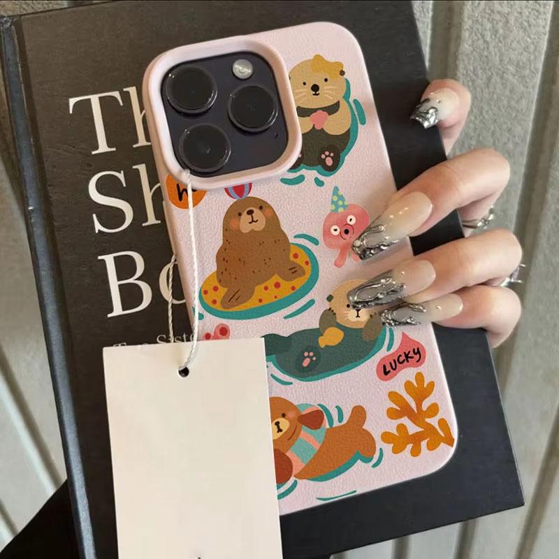 

Cute Sea Otter Playful Design Lichee Pattern Phone Case For iPhone 17 16 Pro Max 15 14Plus 13 12 11 17 Air X XR XS Soft TPU Back iPhone XR