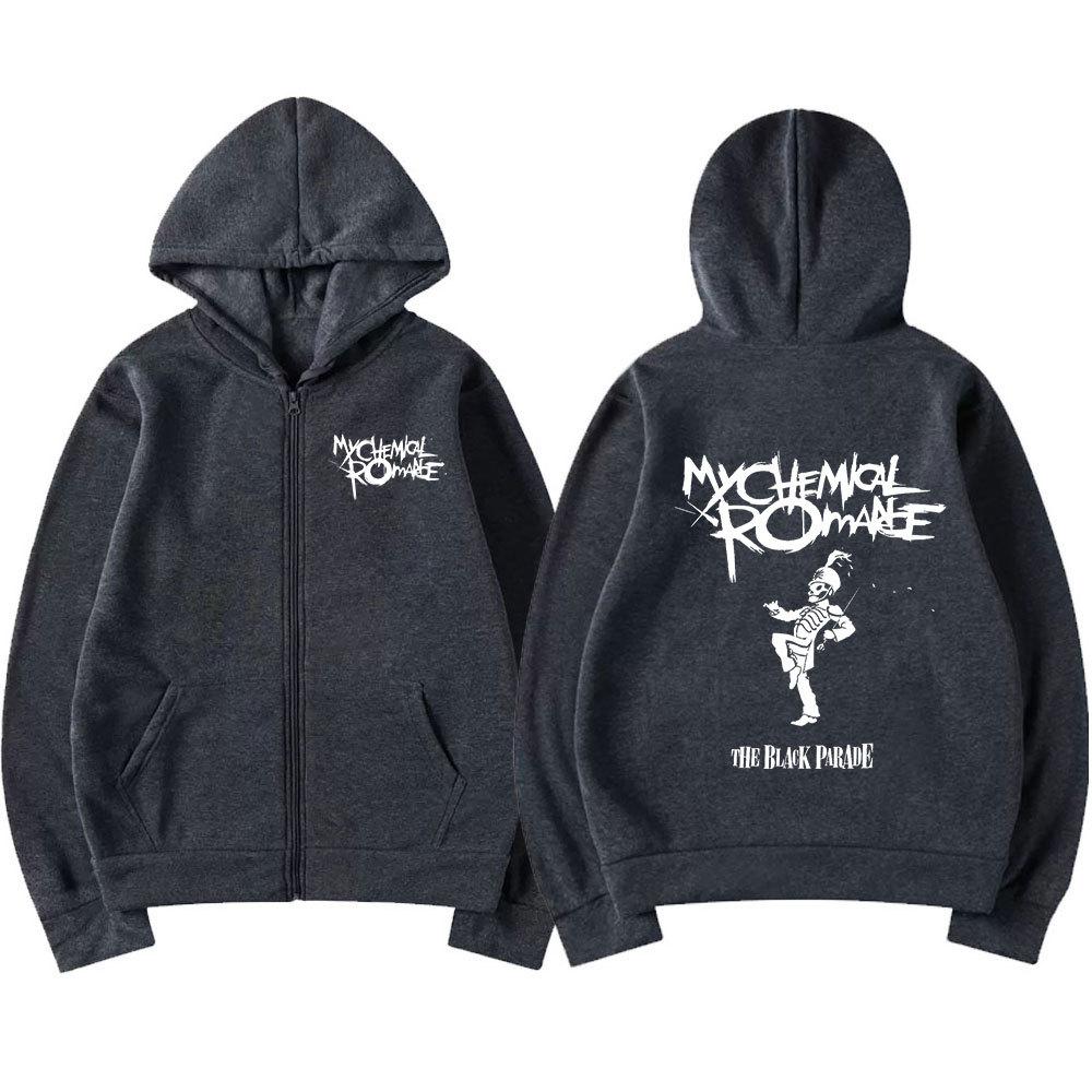 

Chemical Romance Mcr Dead Zip свитер Black Parade Punk Emo Rock Zip Sweatshirt Men 3XL темно-серого