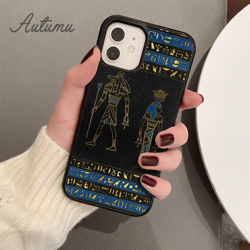 Ägyptische Hieroglyphen Symbole Handyhülle für iPhone 11 12 13 14 Pro Max mini XR XS SE 2020 7 8 Plus Samsung S21 S22 Hülle