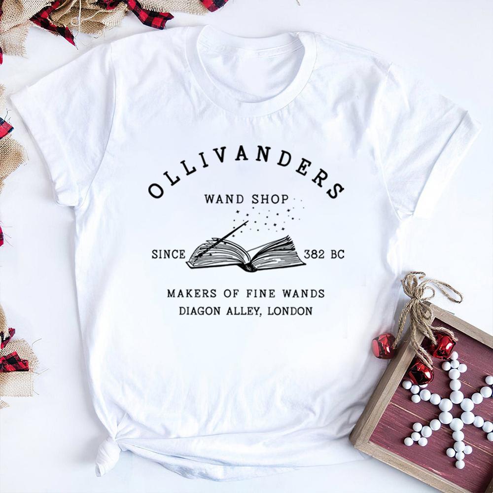 2025 Ollivanders Wand Shop T Shirt Wizard Book Shop Shirt HP Shirt Book Nerd Aesthetic Clothes Magic Tee Unisex Short Sleeve Top