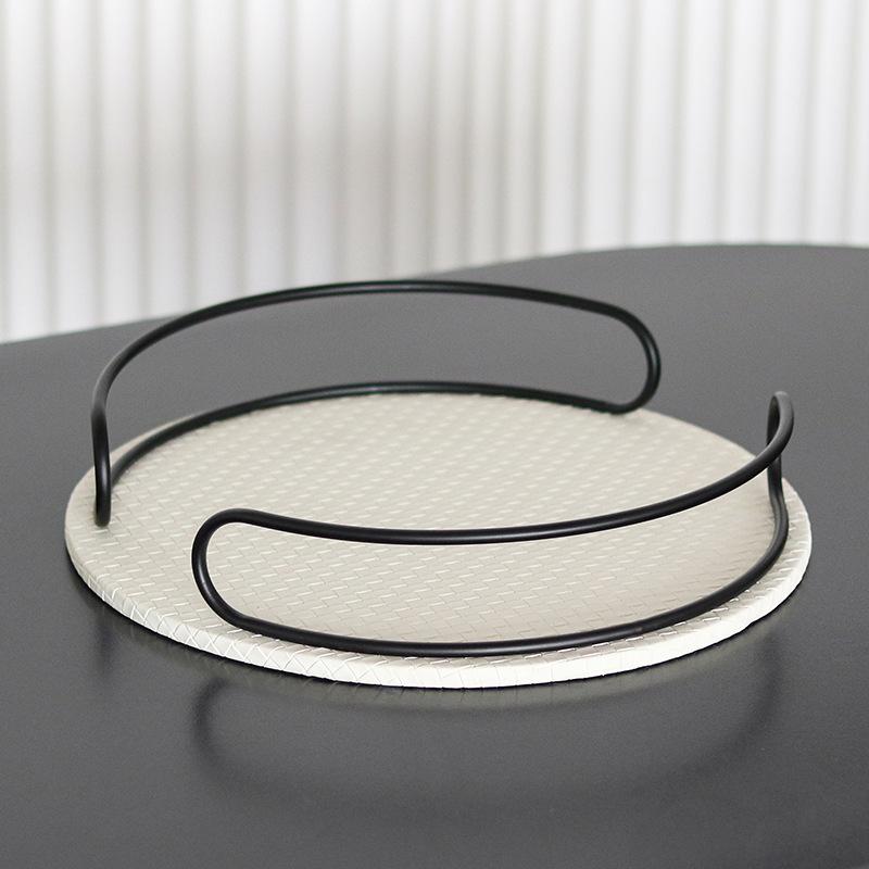 Light Luxury Geometric Round Tray Model Room TV Cabinet Bedroom Study Living Room Desktop Porch Soft Decoration Ornaments