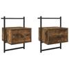 Table de chevet murale - Maison Exclusive - Chêne fumé - Bois d'ingénierie - Lot de 2, 1 tiroir