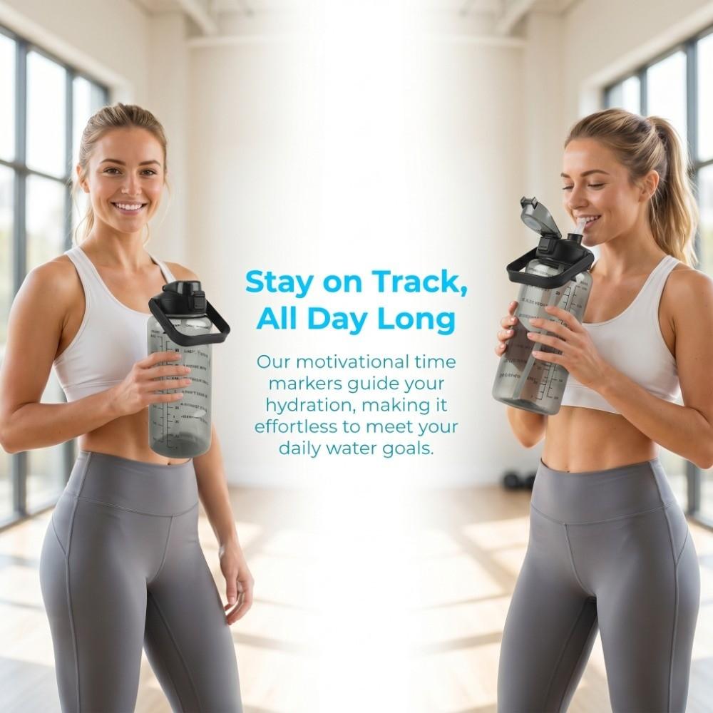 PC Sports Water Bottle 2L/67.63oz Leakproof Water Bottle Durable Water Bottle With Straw Outdoor