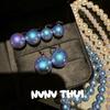 Blues Baroque, Silver Blue Rose Pearl Necklace, Comparable To Japanese Seawater Pearls Old Money Collarbone Chain, Bracelet
