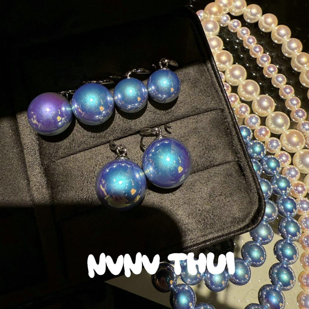 Blues Baroque, Silver Blue Rose Pearl Necklace, Comparable To Japanese Seawater Pearls Old Money Collarbone Chain, Bracelet