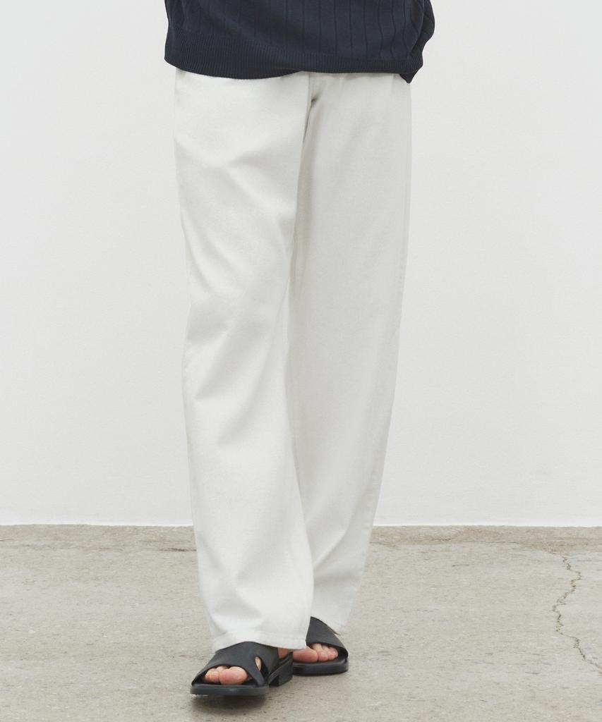 DECET [Summer Linen-Like] Linen Like Mid Rise Wide Jeans Dcpt039Ivory