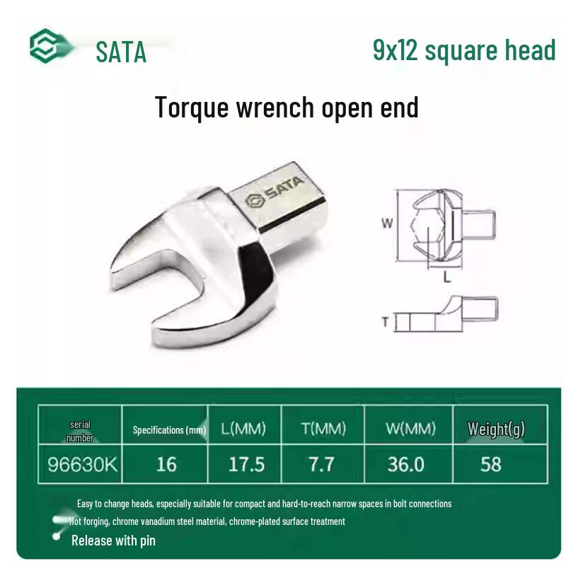 SATA Torque Wrench Open End Plug-in Head
