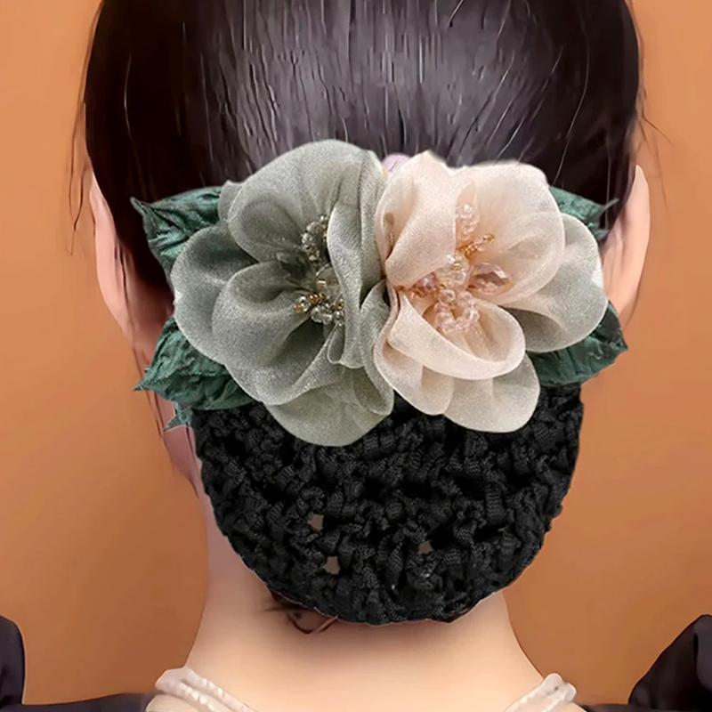 1Pc Flower Hair Clip Women Hair Accessory Durable Silk Gauze Fashion Hair Net Mesh Hairband