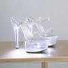 Fashion LED Up Crystal Rhinestone Night Club High Heels 13CM/15CM for Stage Show Pole Dance Shoes Women Crystal Clear Soles Glow in Dark