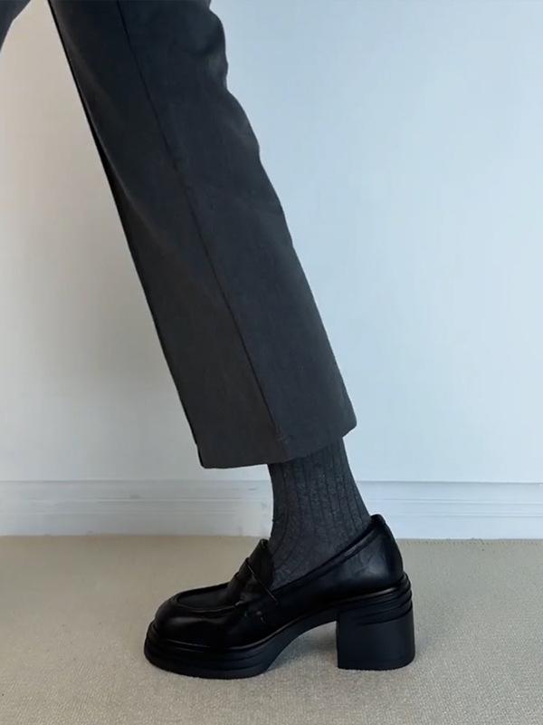 

Версия из овчины~ Натуральная кожа Британские туфли-лоферы на высоком каблуке на одной педали женские универсальные на толстом каблуке ретро маленькие кожаные туфли одинарная обувь 40