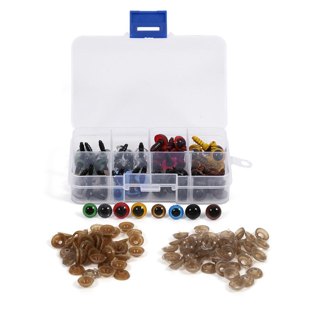 80pcs 40Pairs 8 Color Mix 10mm Safety Eyes Box for Teddy Bear Stuffed Toy Animal Puppet Doll