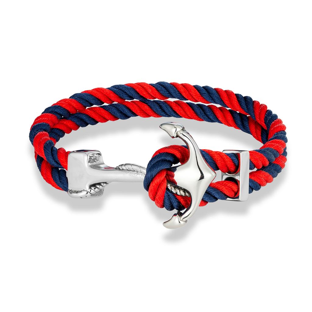 Navy Style Anchor Bracelets Men Women Double Strand Mulitcolor Nautical Surfer Rope Bracelet Stainless Steel Boat Hook