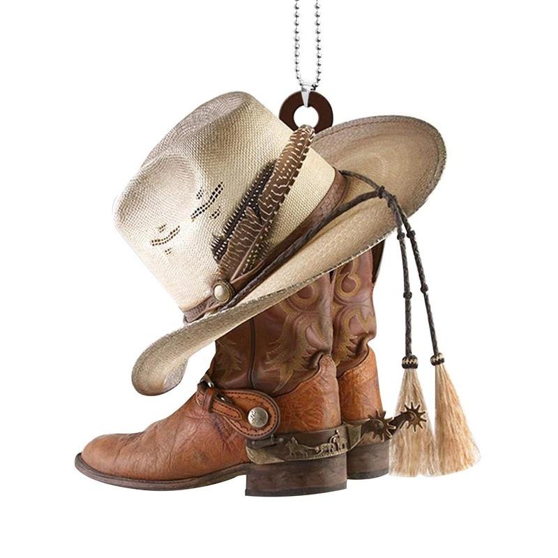 Nou Sosit Ornament Decorativ Acrilic Personalizat Cizmă Cowboy Agățat Pentru Mașină Șa Breloc Pandantiv Stil Vintage