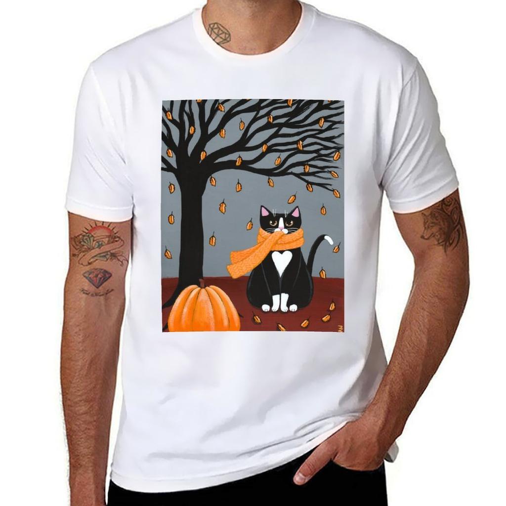 Autumn Tuxedo Cat Tshirt Big Size Daily Wear Tshirt