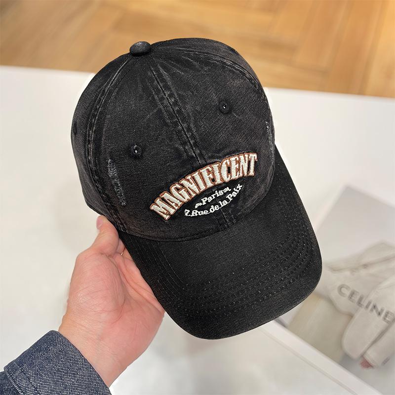 

Retro letter baseball cap women s spring and summer couple versatile big head circumference street racket tide wide brim cap