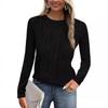 Topuri Damă Rochie Trendy Casual cu Mânecă Lungă Gât Rotund Tricouri de Bază Culoare Uni Bluză texturată Largă Seturi