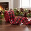 Burlap Christmas Ribbon 1 Roll Ribbon, Faux Linen Wired with Snowman Farmhouse Tree Decor Truck Floral Print, Gift Wrapping Craft Supply for