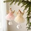 Fabric Xmas Tree Angel Pendant Mesh Angel Girl Hanging Pendant  Xmas Holiday Party