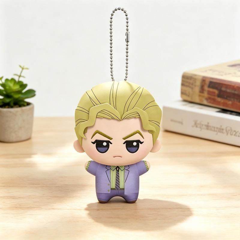 Mignon Peluche JoJo's Bizarre Adventure 10cm Josuke Higashikata Yoshikage Kira Mini Poupée en Coton Personnage Chibi Porte-clés Pendentif Collectionneurs Cadeau