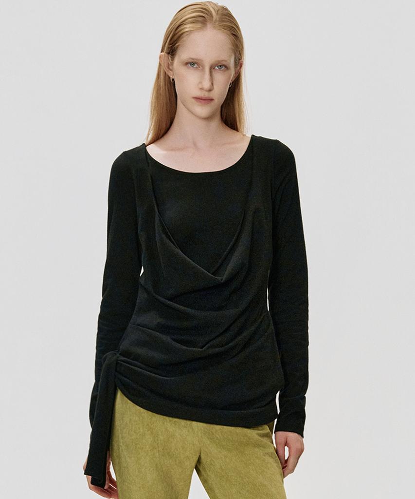 KIMZISU Deep Cowl T-Shirt_Black