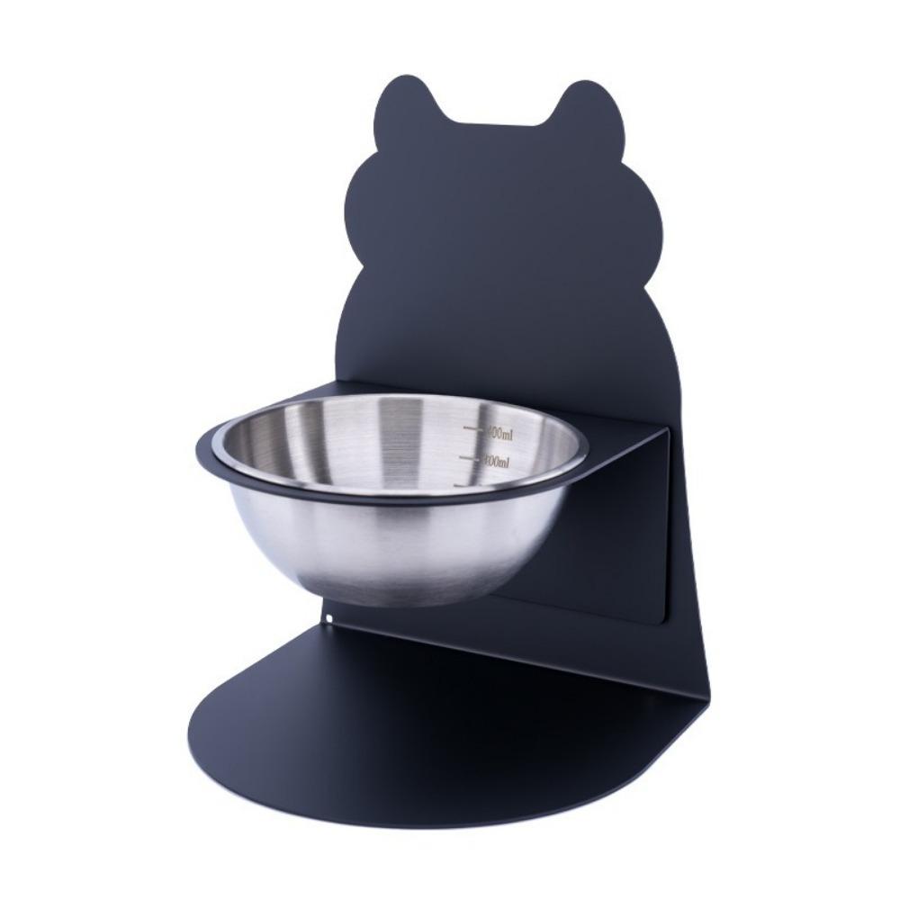 

Detachable Adjustable Food Feeder Anti-Tip Cat High Footed Bowl for Cat and Dog чорний/срібний